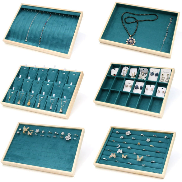 Jewelry Tray Solid Wood Geometric Artistic Style For Ring Earrings Necklace Bracelet Storage And Display