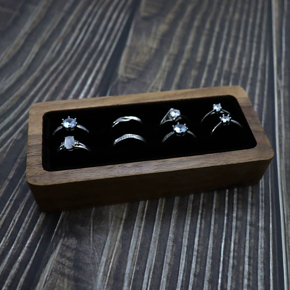 Jewelry Tray Storage Box Wooden Black Walnut For Ring Necklace Pendant Earrings