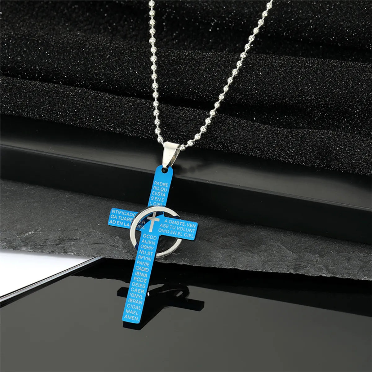 Jewelry Trend Punk Stainless Steel Color Cross Belt Ring Rock Geometric Sweater Chain