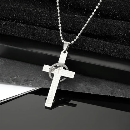 Jewelry Trend Punk Stainless Steel Color Cross Belt Ring Rock Geometric Sweater Chain