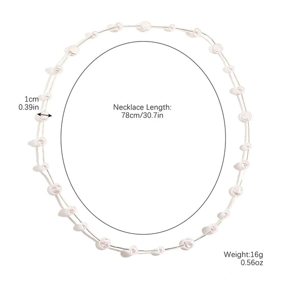 Jewelry Turquoise Alloy Sweater Chain With Heart Flowers Geometric Pattern Electroplated For Women Simple Cold Style