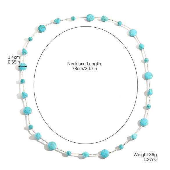 Jewelry Turquoise Alloy Sweater Chain With Heart Flowers Geometric Pattern Electroplated For Women Simple Cold Style