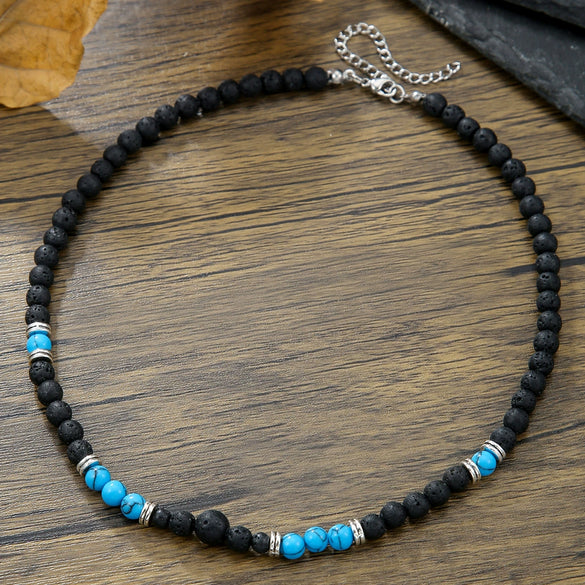 Jewelry Turquoise Beaded Necklace Pine Stone Alloy Geometric Handmade
