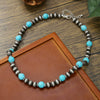 Jewelry Turquoise Beaded Necklace Pine Stone Alloy Geometric Handmade