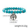Jewelry Turquoise Beaded Stretchy Rope Bracelet Handmade With Tree Of Life Pendant For Women