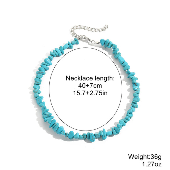 Jewelry Turquoise Geometric Bohemian Style Electroplated Women's Natural Stone Necklace