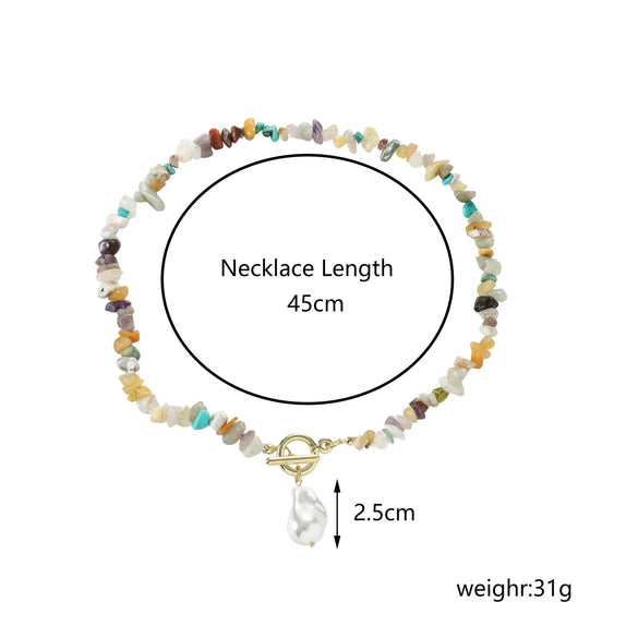 Jewelry Turquoise Geometric Bohemian Style Electroplated Women's Natural Stone Necklace