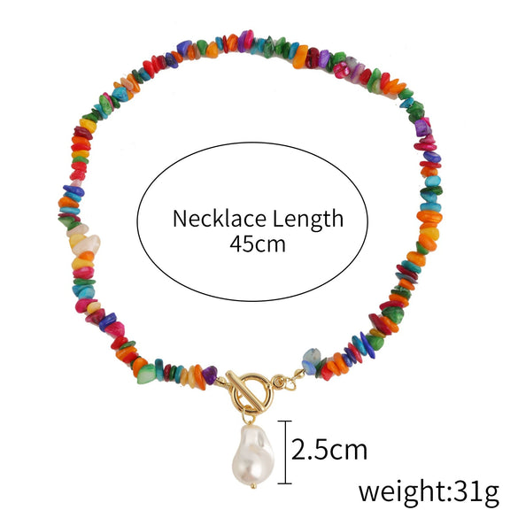 Jewelry Turquoise Geometric Bohemian Style Electroplated Women's Natural Stone Necklace