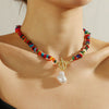 Jewelry Turquoise Geometric Bohemian Style Electroplated Women's Natural Stone Necklace