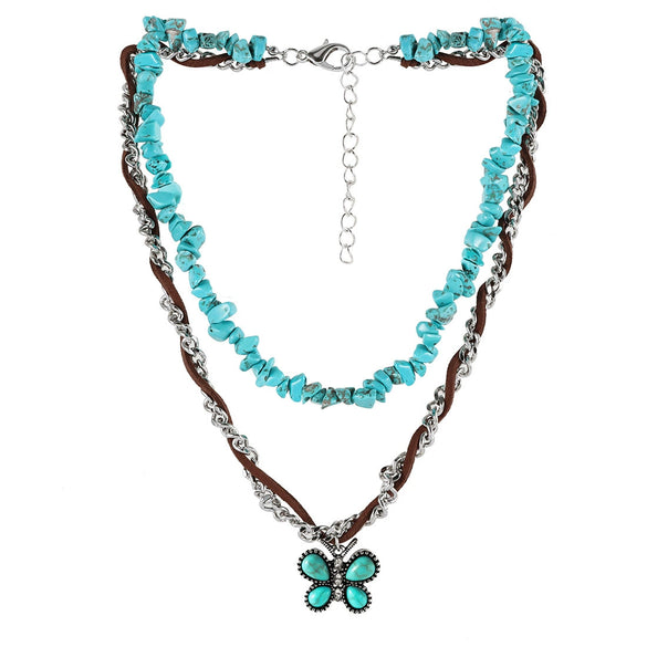 Jewelry Turquoise Plastic Geometric Bohemian Handmade Necklace