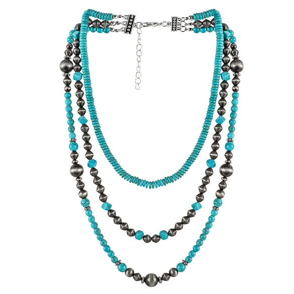 Jewelry Turquoise Plastic Geometric Bohemian Handmade Necklace