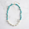 Jewelry Turquoise S925 Sterling Silver Geometric Baroque Necklace Electroplated