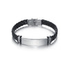Jewelry Twist Woven Leather Stainless Steel Bracelet Engraved Electroplated