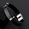 Jewelry Twist Woven Leather Stainless Steel Bracelet Engraved Electroplated