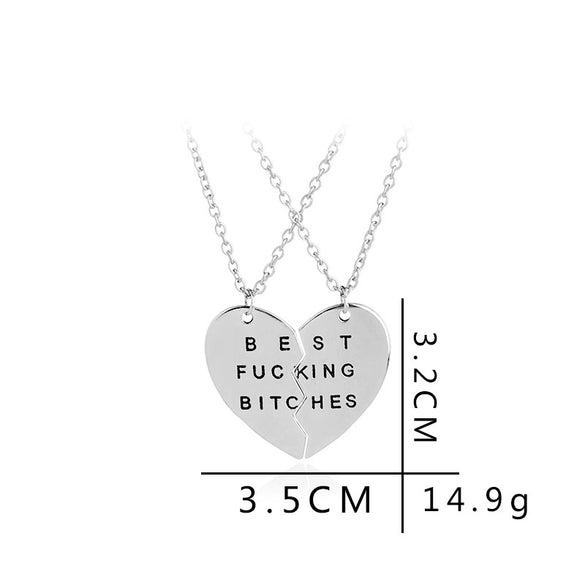 Jewelry Two Piece Splicing Heart Necklace Keychain