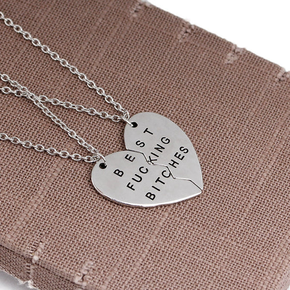 Jewelry Two Piece Splicing Heart Necklace Keychain