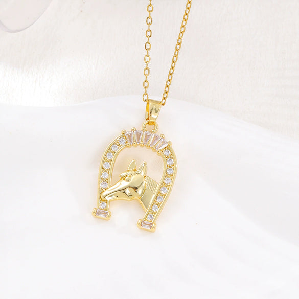 Jewelry Unicorn Copper Pendant Necklace With U Shaped Pattern And Electroplating Design For Women