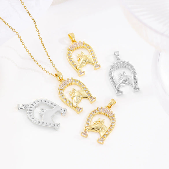 Jewelry Unicorn Copper Pendant Necklace With U Shaped Pattern And Electroplating Design For Women