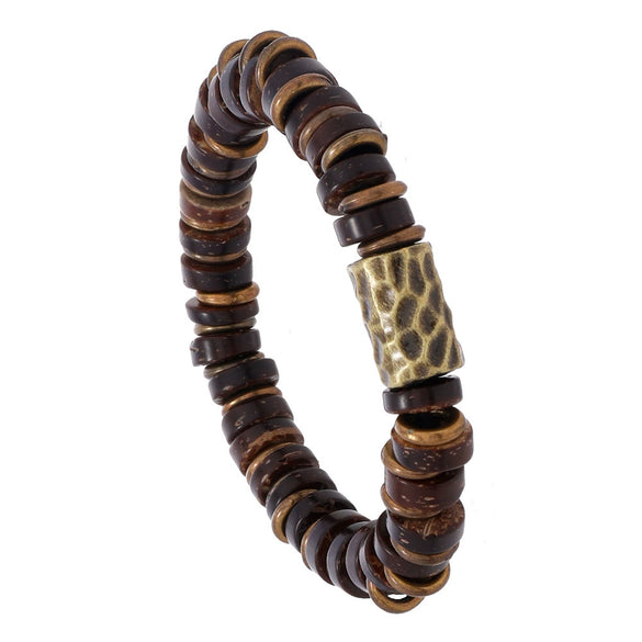 Jewelry Unisex Retro Handmade Beaded Coconut Shell Elastic String Geometric Bracelet