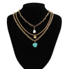 Jewelry Vintage Baroque Imitation Pearl Alloy Heart Shaped Geometric Cross Chain Necklace For Women