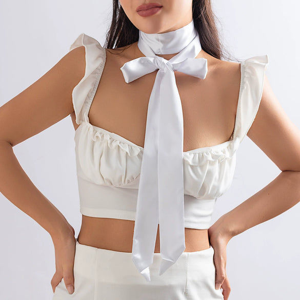 Jewelry Vintage Collar Rose Camellia Chocker Tassel Satin Flower Handmade Cloth Necklace For Women