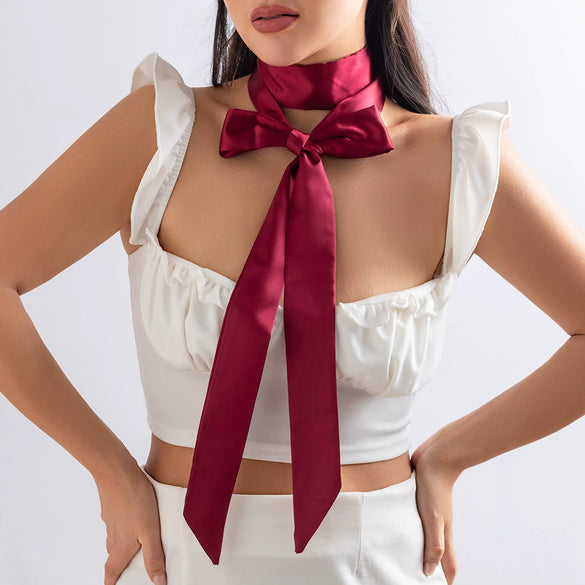 Jewelry Vintage Collar Rose Camellia Chocker Tassel Satin Flower Handmade Cloth Necklace For Women