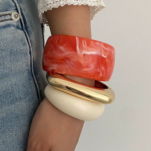 Jewelry Vintage Geometric Resin Handmade Wide Bracelets