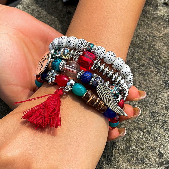 Jewelry Vintage Handmade Alloy Bracelet With Leaves And Geometric Pattern Electroplated