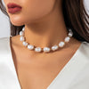 Jewelry Vintage Imitation Pearl Overlapped Woven Baroque Geometric Plastic Resin Handmade Necklace