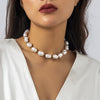 Jewelry Vintage Imitation Pearl Overlapped Woven Baroque Geometric Plastic Resin Handmade Necklace