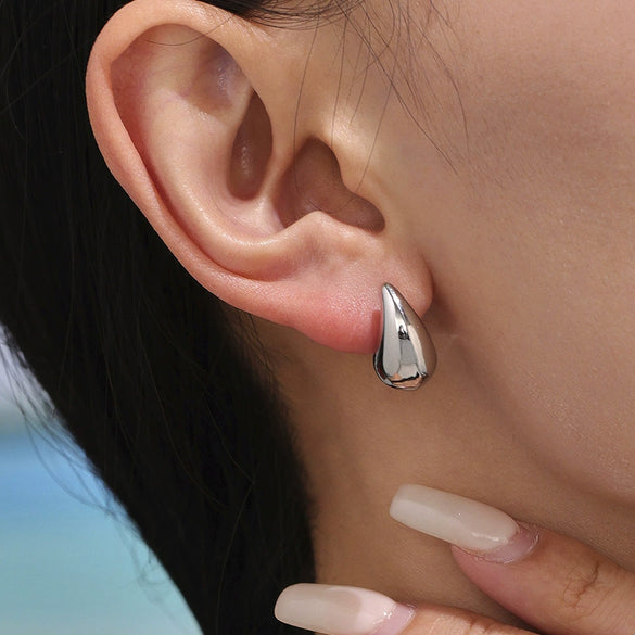 Jewelry Water Drop Hollow Electroplated Titanium Steel Fashion Earrings For Women