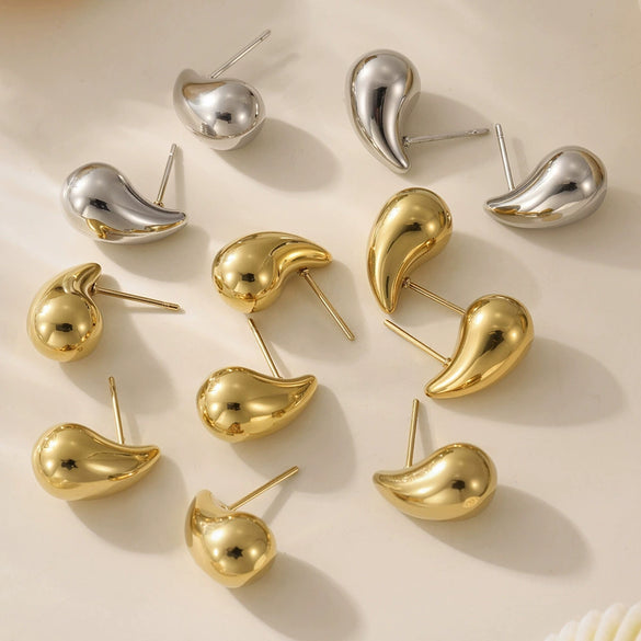 Jewelry Water Drop Hollow Electroplated Titanium Steel Fashion Earrings For Women