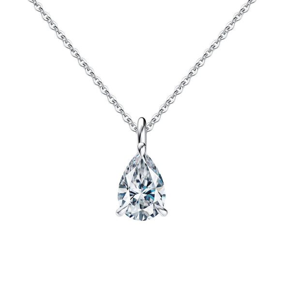 Jewelry Water Drop Pear Pendant Clavicle Chain Women's 925 Sterling Silver Geometric Zircon Necklace 14K Gold Plated