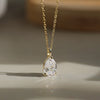 Jewelry Water Drop Pear Pendant Clavicle Chain Women's 925 Sterling Silver Geometric Zircon Necklace 14K Gold Plated
