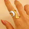Jewelry Water Wave Open Hydraulic Ring Titanium Steel Color Block Geometric Electroplated Unisex