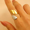Jewelry Water Wave Open Hydraulic Ring Titanium Steel Color Block Geometric Electroplated Unisex