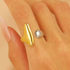 Jewelry Water Wave Open Hydraulic Ring Titanium Steel Color Block Geometric Electroplated Unisex