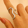 Jewelry Water Wave Open Hydraulic Ring Titanium Steel Color Block Geometric Electroplated Unisex
