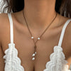 Jewelry Wax Line Geometric Imitation Pearl Tassel Pendant Necklace For Women Handmade