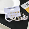 Jewelry White Pearl Geometric Star Rhinestone Metal Earrings Set With Heart Design