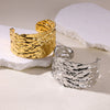 Jewelry Wide Bracelet Iron Gold Platinum Steel Color Geometric Electroplated Irregular Texture Open Fashion Personality