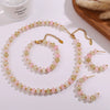 Jewelry Women Fashion Light Luxury Colorful Natural Stone Abacus Bead 316L Stainless Steel Electroplating Bracelet Earrings