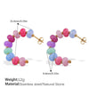 Jewelry Women Fashion Light Luxury Colorful Natural Stone Abacus Bead 316L Stainless Steel Electroplating Bracelet Earrings