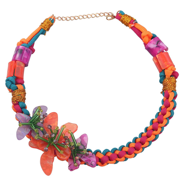 Jewelry Women Plexiglass Resin Tube Braided Weaving Flowers Earrings Ring Necklace