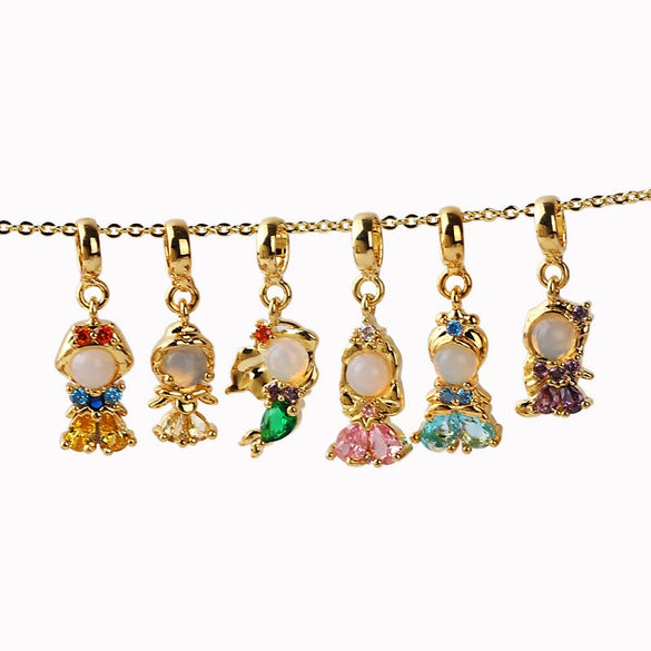 Jewelry Women Princess Pendant Necklace Zircon Inlaid With Cartoon Characters