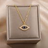 Jewelry Women's Clavicle Chain Copper Gold Plated With Blue Eye Pendant Devil's Eye Cross Chain