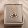 Jewelry Women's Clavicle Chain Copper Gold Plated With Blue Eye Pendant Devil's Eye Cross Chain