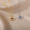 Jewelry Women's Clavicle Chain Copper Gold Plated With Blue Eye Pendant Devil's Eye Cross Chain
