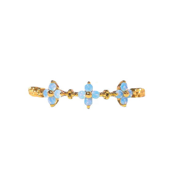 Jewelry Women's Copper Geometric Flower Butterfly Ring Electroplated