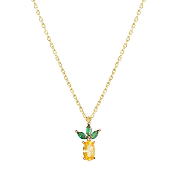 Jewelry Women's Copper Rhinestone Fruitshaped Pendant Clavicle Necklace With Zircon